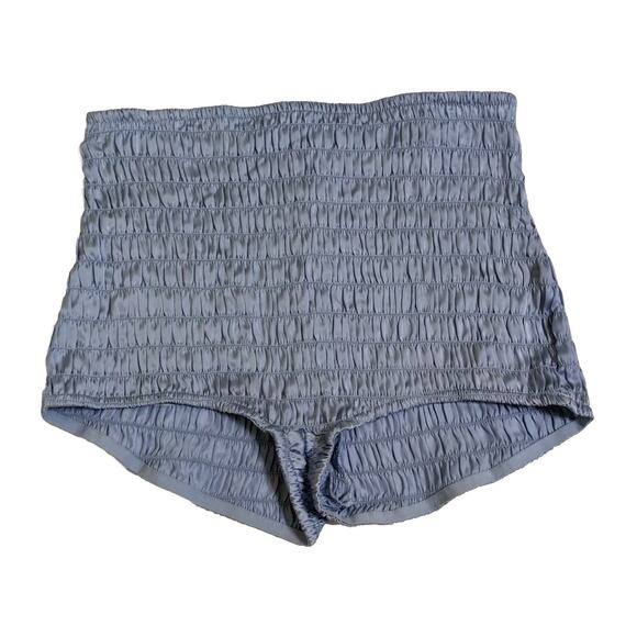 NEW FREE PEOPLE Ruched Shorties Silky High Rise Bloomer Micro Shorts Blue Large - Picture 4 of 7